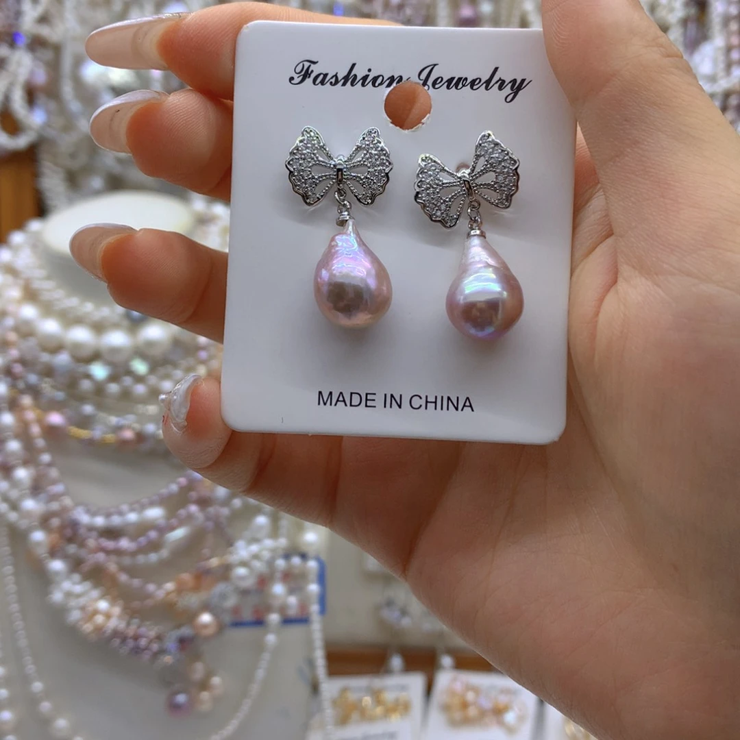 合金淡水珍珠耳饰