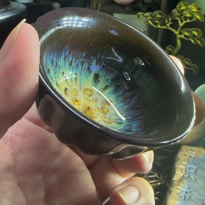 钢化玻璃沙金杯窑变主人杯