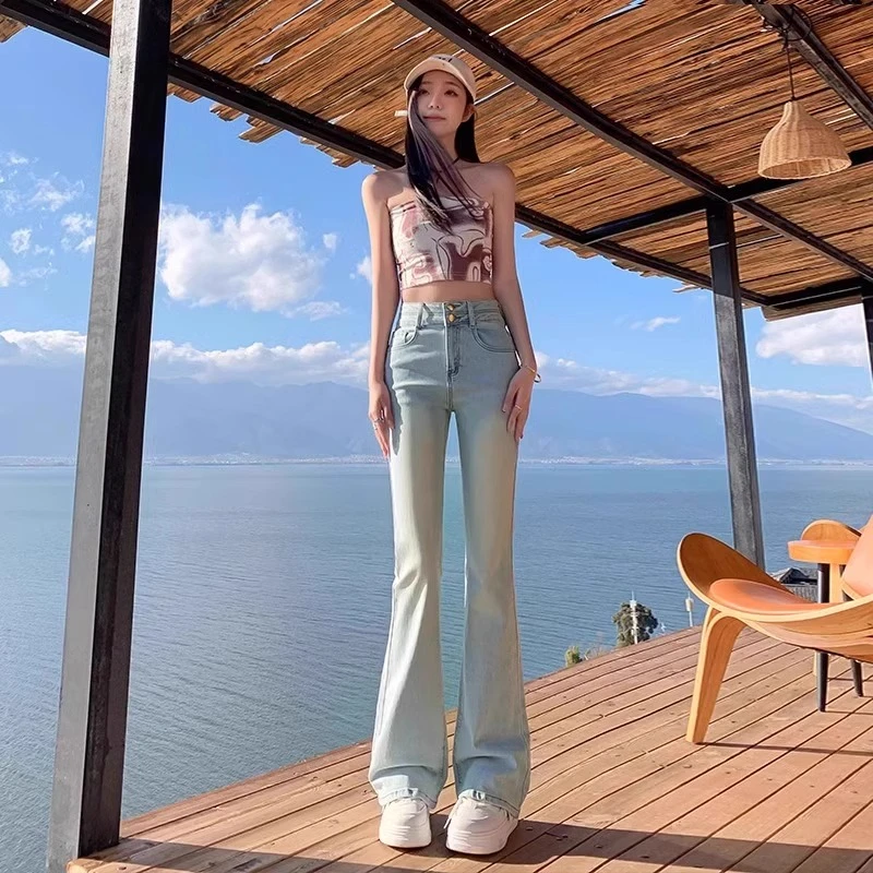 微喇叭牛仔裤女2025年春季新款高腰显瘦修身小个子百搭马蹄喇叭裤