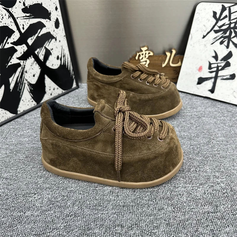 女士女鞋休闲时尚百搭软底复古低帮系带舒适拼接新款高定潮流潮鞋