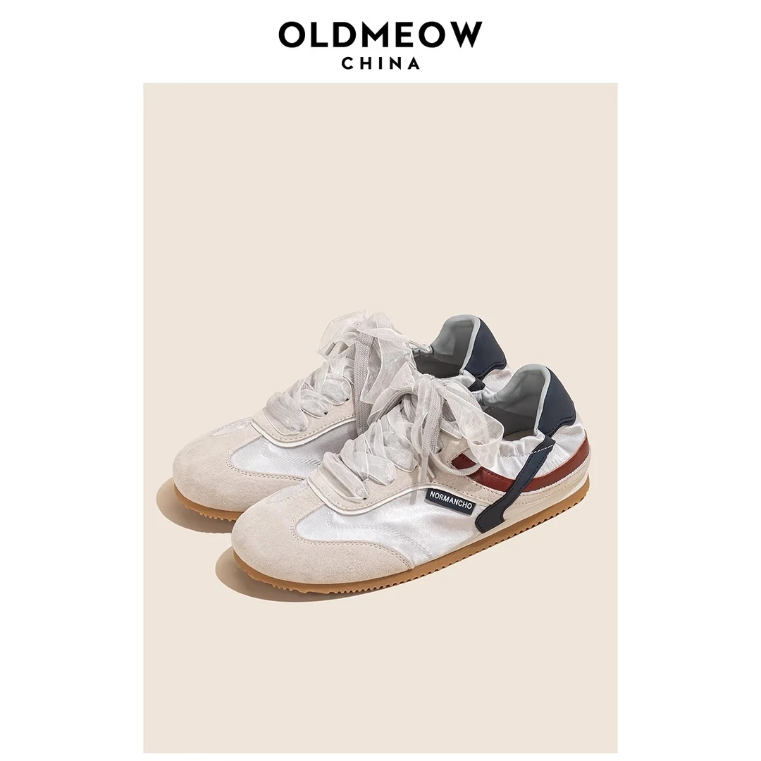 老喵的店内增高复古芭蕾校园德训鞋女夏季灰色百搭平底运动休闲鞋