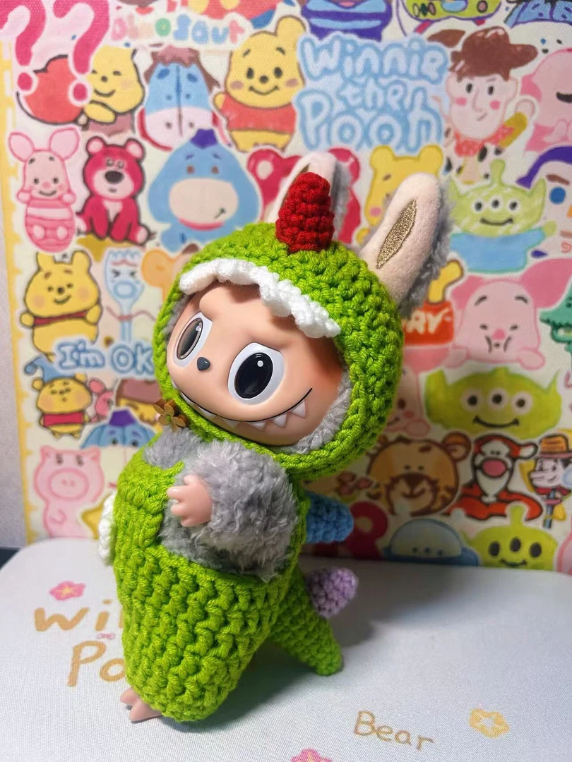 拉布布 labubu一二三代娃衣 针织小恐龙 不含娃娃 手工定制不退换