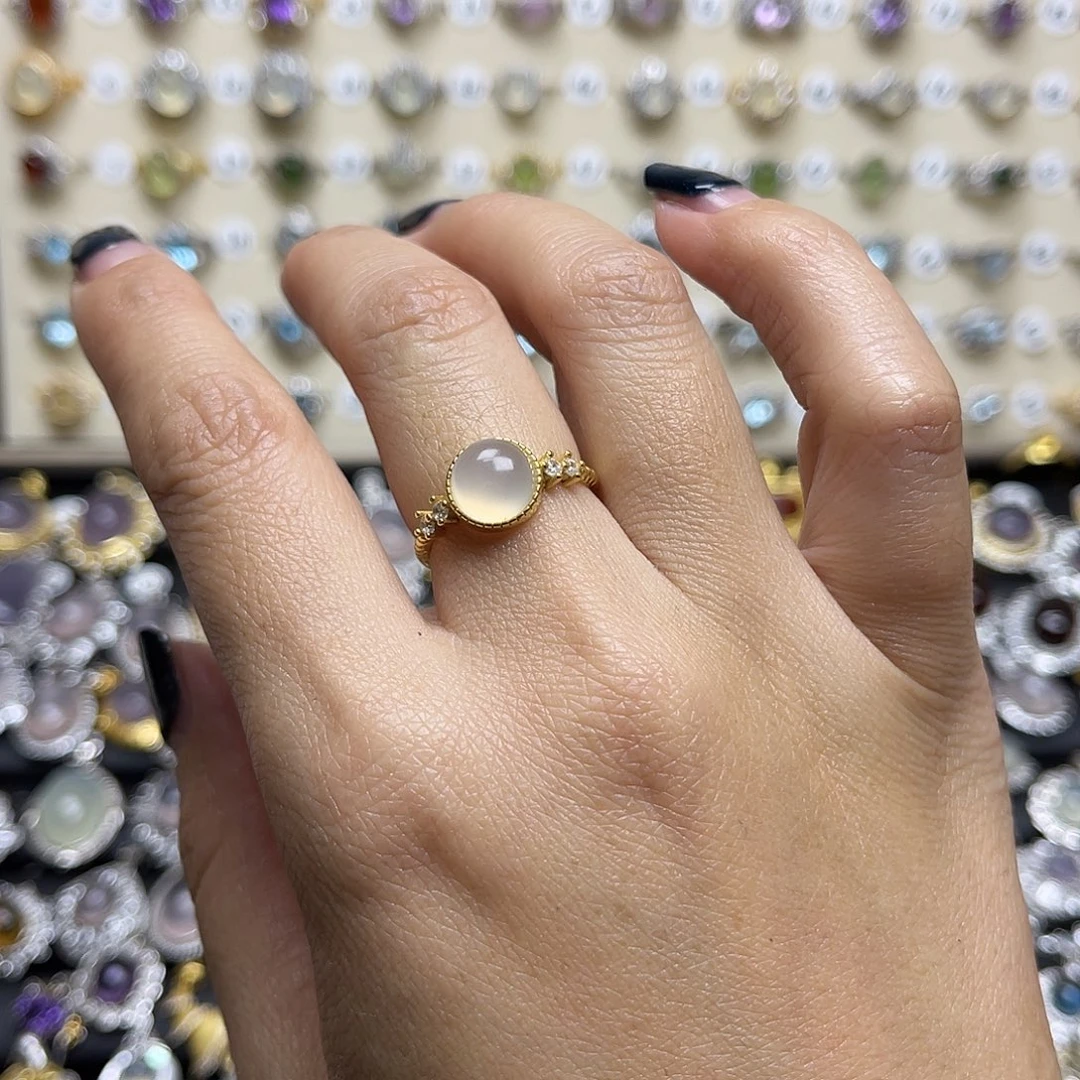 蛇纹石玉银S925镶嵌戒指