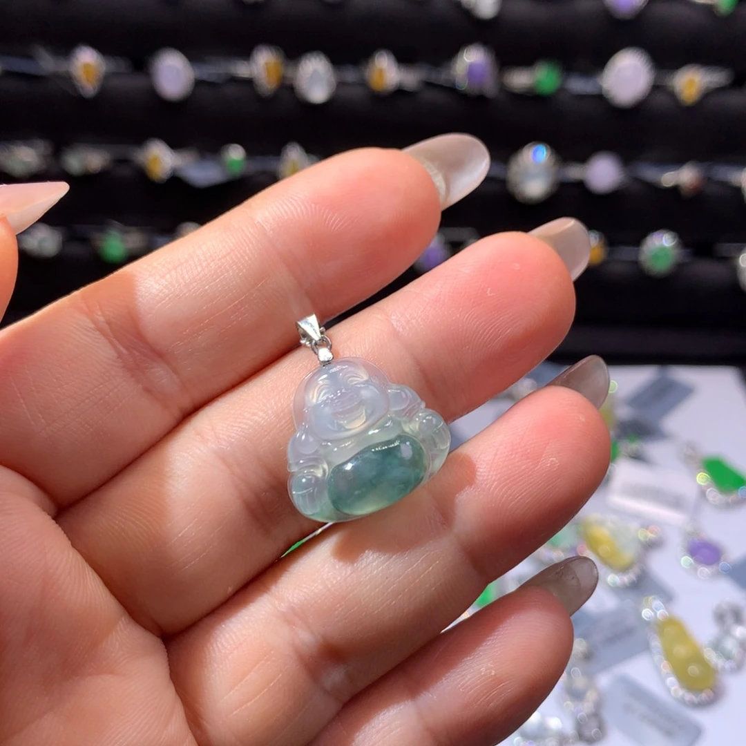 翡翠银S925镶嵌颈饰天然翡翠