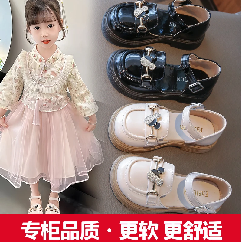 女童鞋子时尚公主鞋2025新款宝宝秋款黑色软底英伦单鞋百搭儿童节