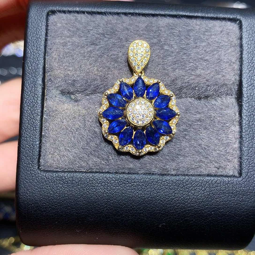 银S925镶嵌颈饰蓝宝石