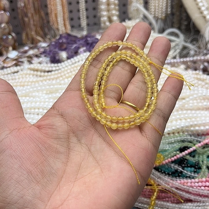 玛瑙/玉髓未镶嵌珠宝半成品一条4mm金发晶