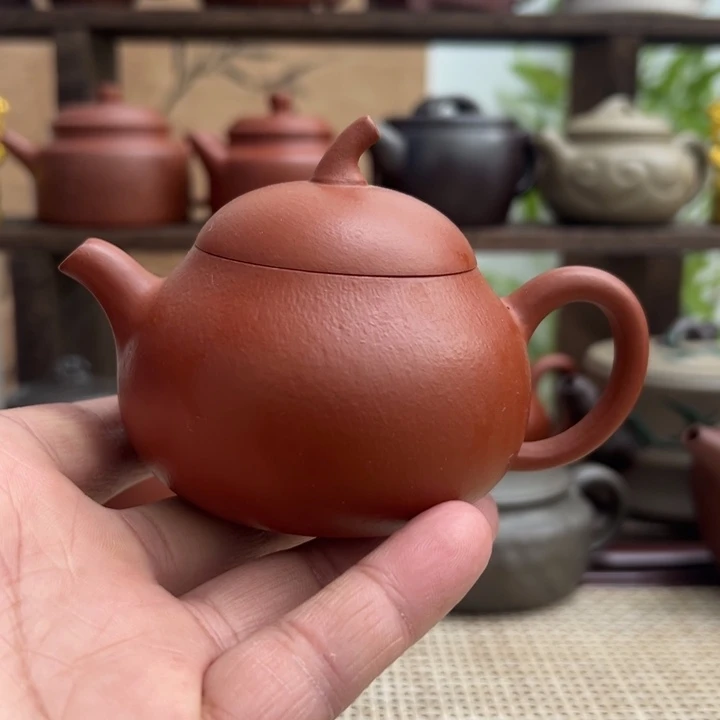 茶壶紫砂宜兴原矿紫砂全手茄瓜微瑕140CC