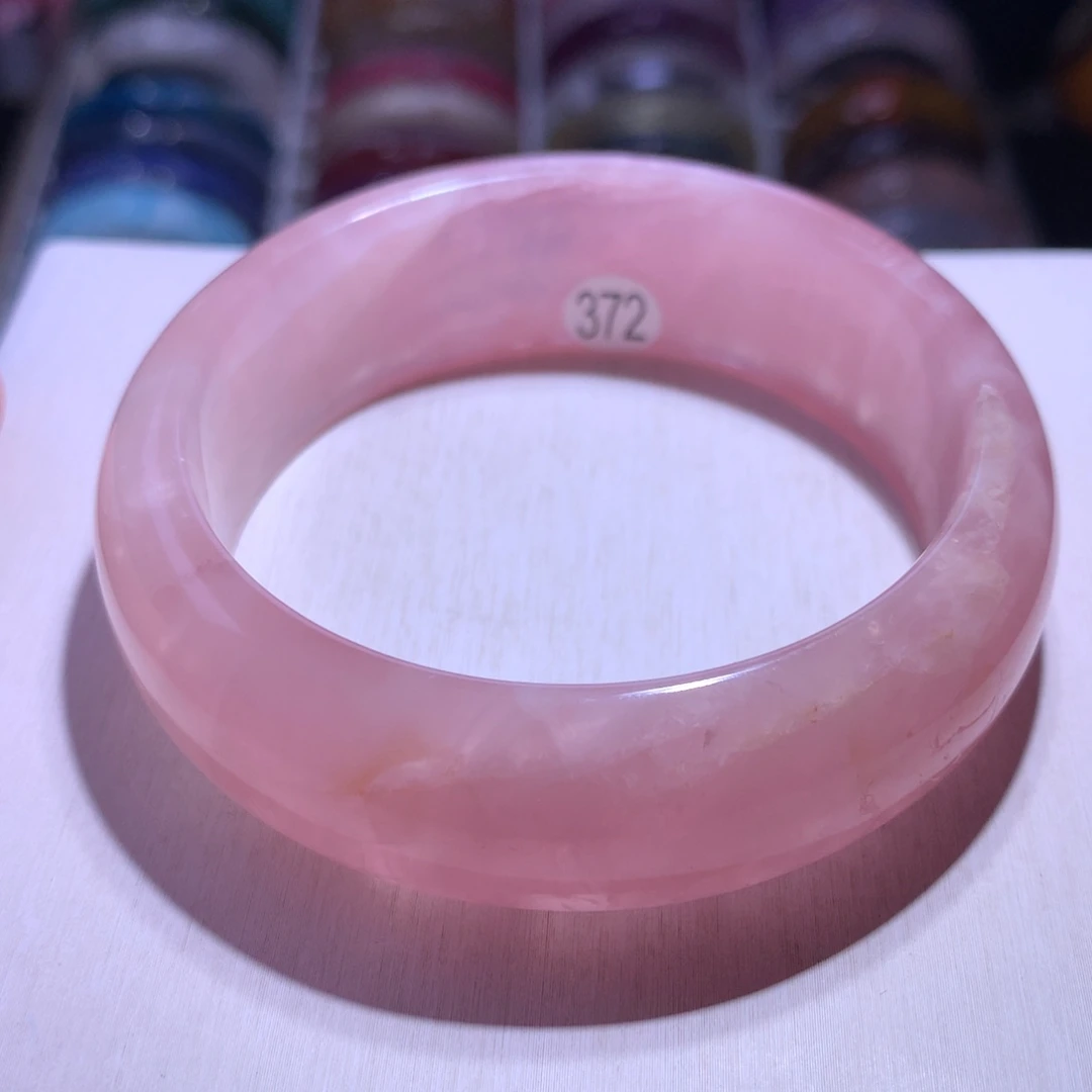 水晶手镯银S925镶嵌老矿粉晶61.2圈372