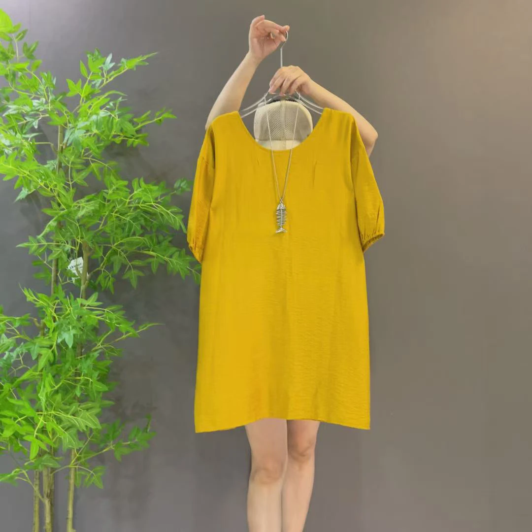 6501欧货大码夏季新款纯色前后可穿大衫裙女韩版洋气气质裙子潮