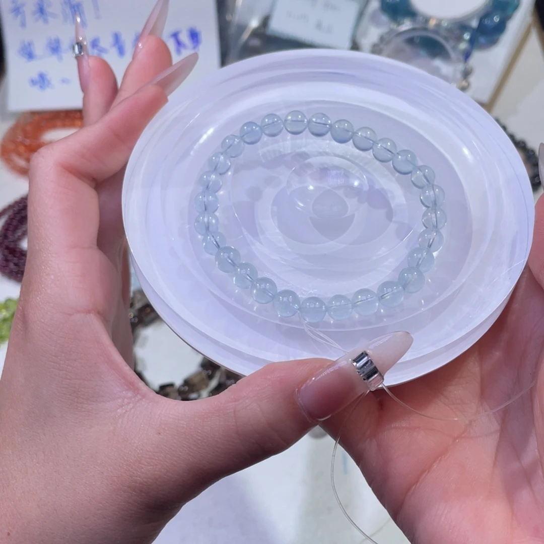 未镶嵌手链水晶冰川蓝海蓝宝6mm