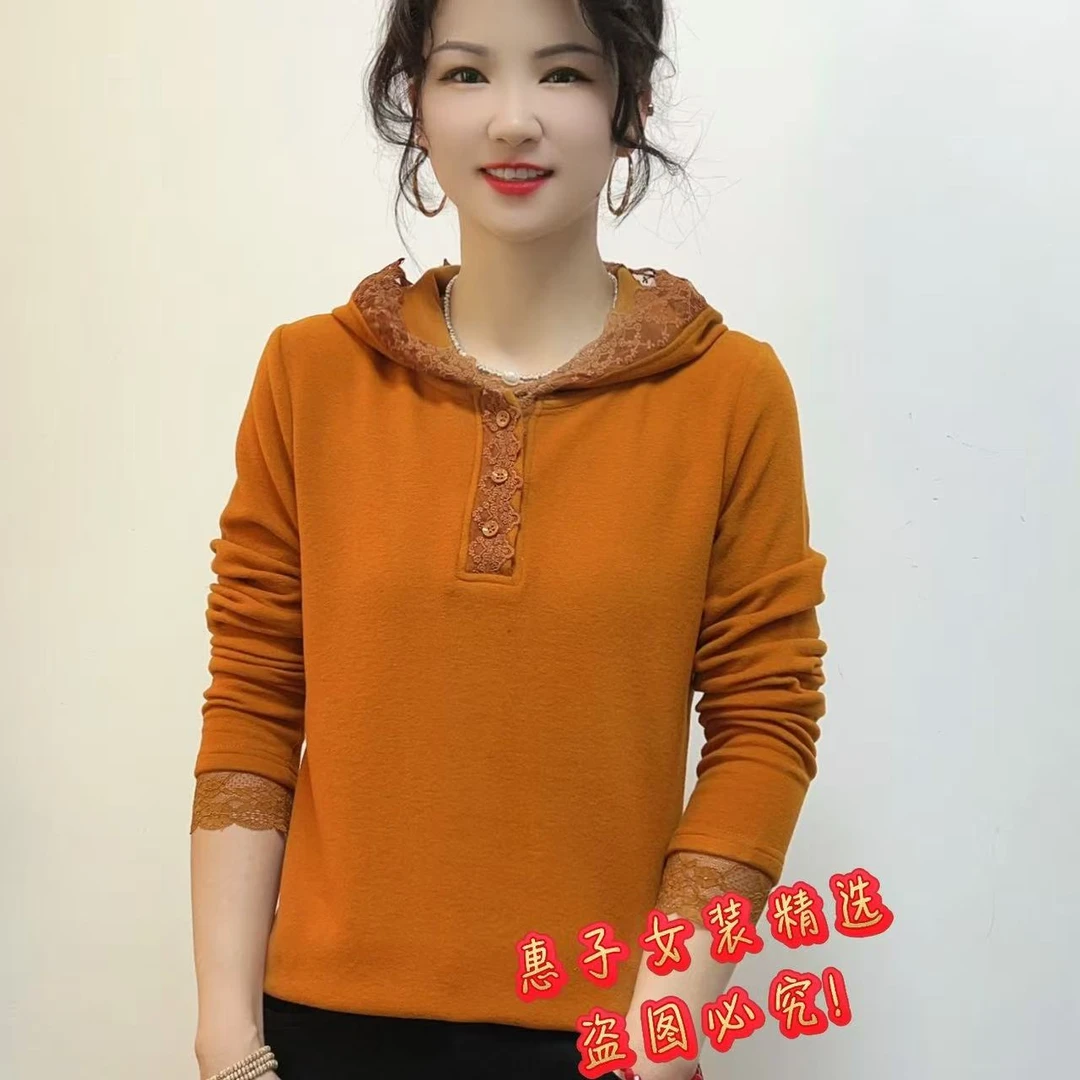 2025秋冬新款时尚百搭连帽打底衫韩版纯色减龄显瘦长袖女士卫衣