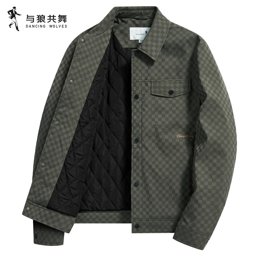 【棋盘格夹克】与狼共舞秋季休闲透气都市格子商务时尚男士夹克外套