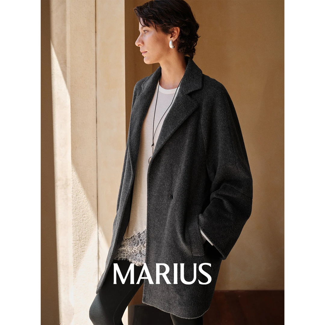 MARIUS | "玛芬大衣"意大利TEXCO羊驼毛气场感宽松茧型翻领大衣