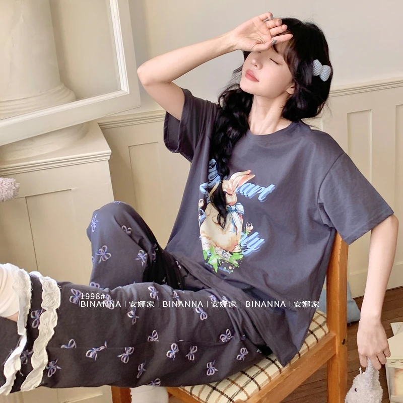 缤安娜家居服睡衣女款2025新款夏季短袖睡衣女款爆款2025新款薄款