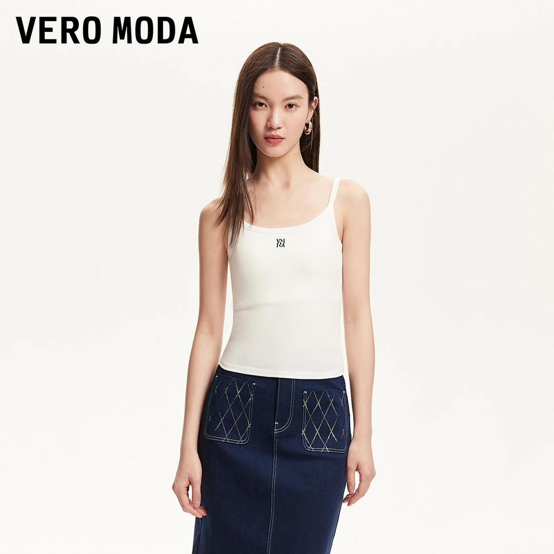 Vero Moda官方吊带2025新款自带胸垫字母刺绣背心上衣高级感