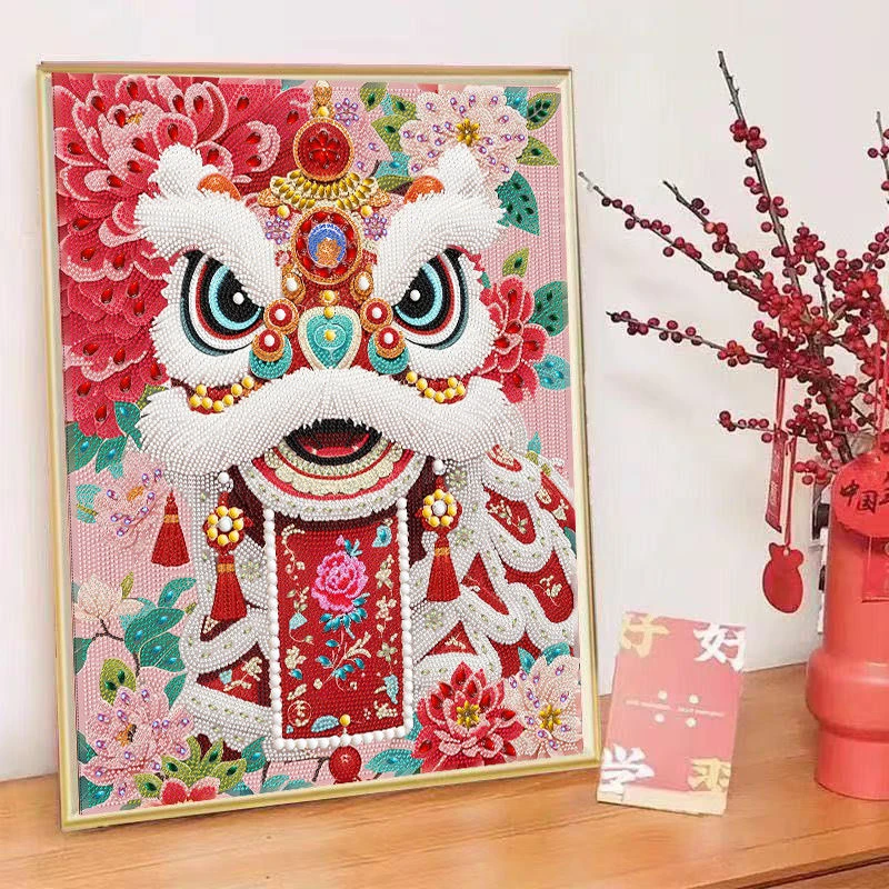醒狮钻石画手工diy2025新款高难度女孩子创意贴画打发时间的玩具