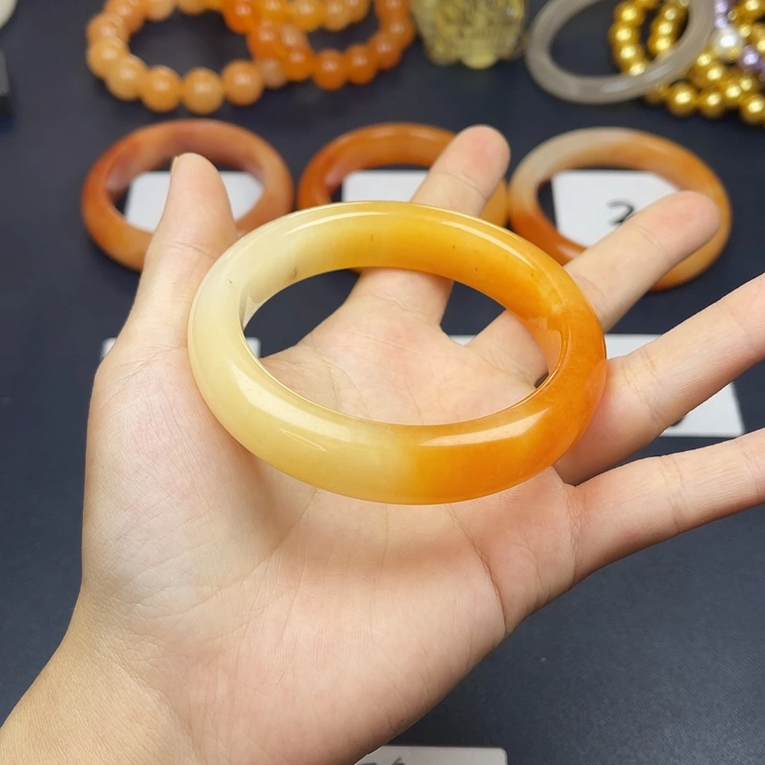 未镶嵌石英质玉（黄龙玉）手镯85号60.7圈