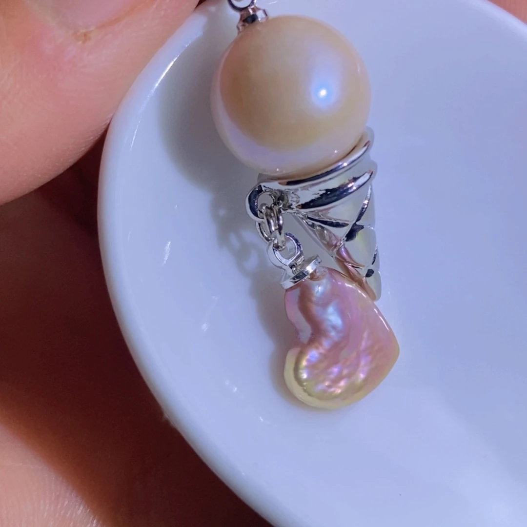 银S925镶嵌天然淡水珍珠淡水珍珠