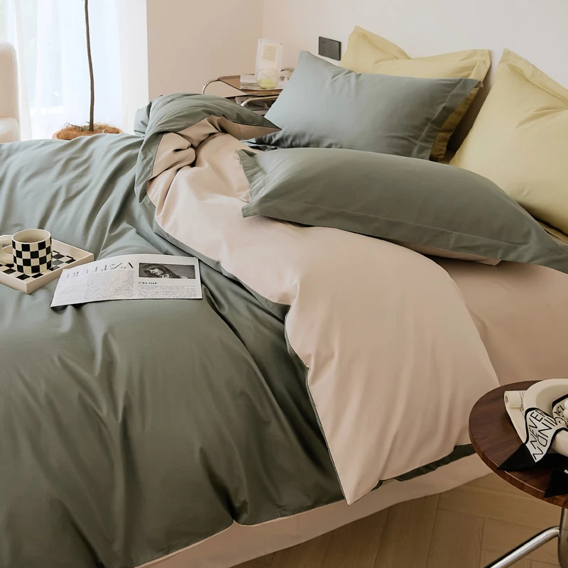 全棉拼色四件套简约