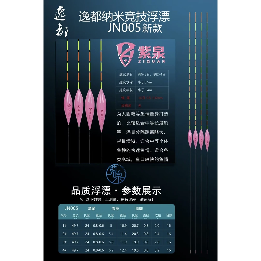 逸都紫泉浮漂JN系列新款鲫鱼漂回锅大非黑坑偷驴定制高灵敏轻弱口
