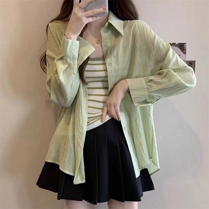 休闲风慵懒风INS风时尚套装轻薄衬衫韩版吊带夏季休闲开衫