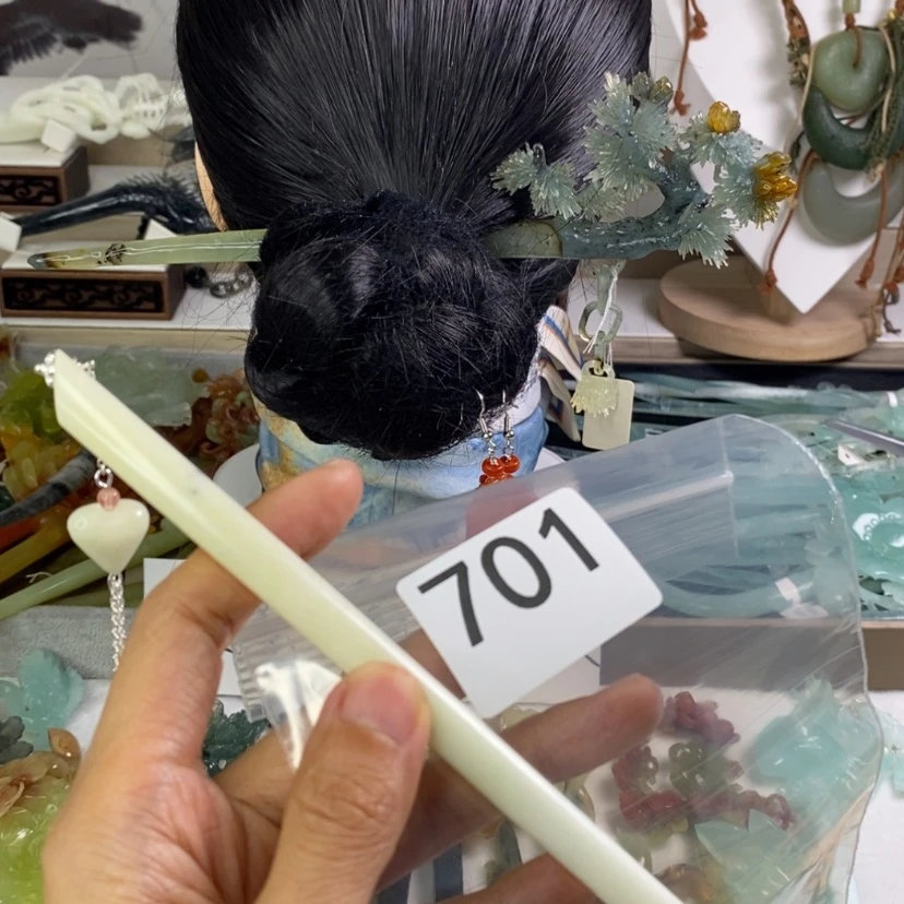 【闪购商品】岫玉发饰合金鑫*发簪