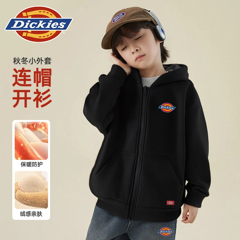 Dickies童装男童加绒外套秋冬款男孩休闲开衫中小童2025秋新款潮