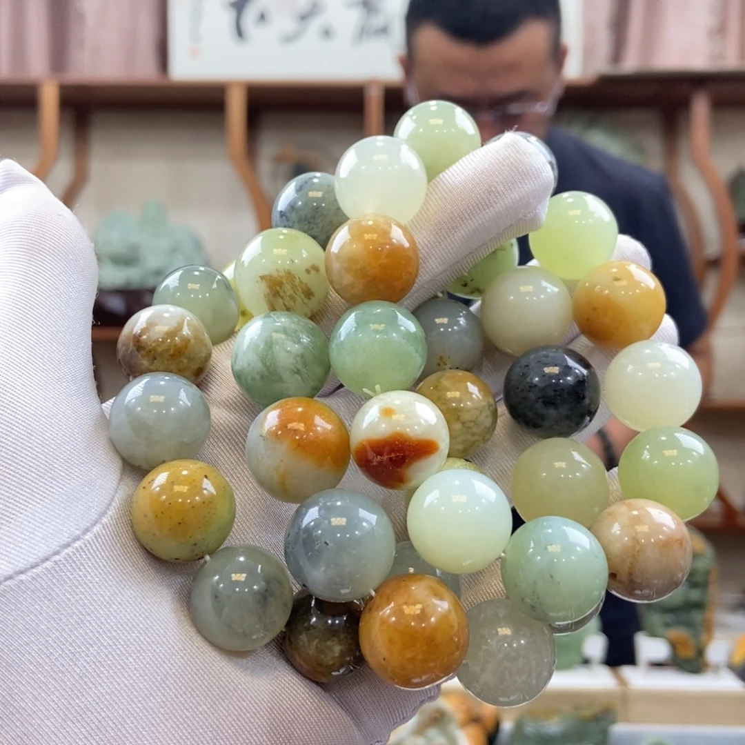 蛇纹石玉未镶嵌手串圆珠（多样性发一件