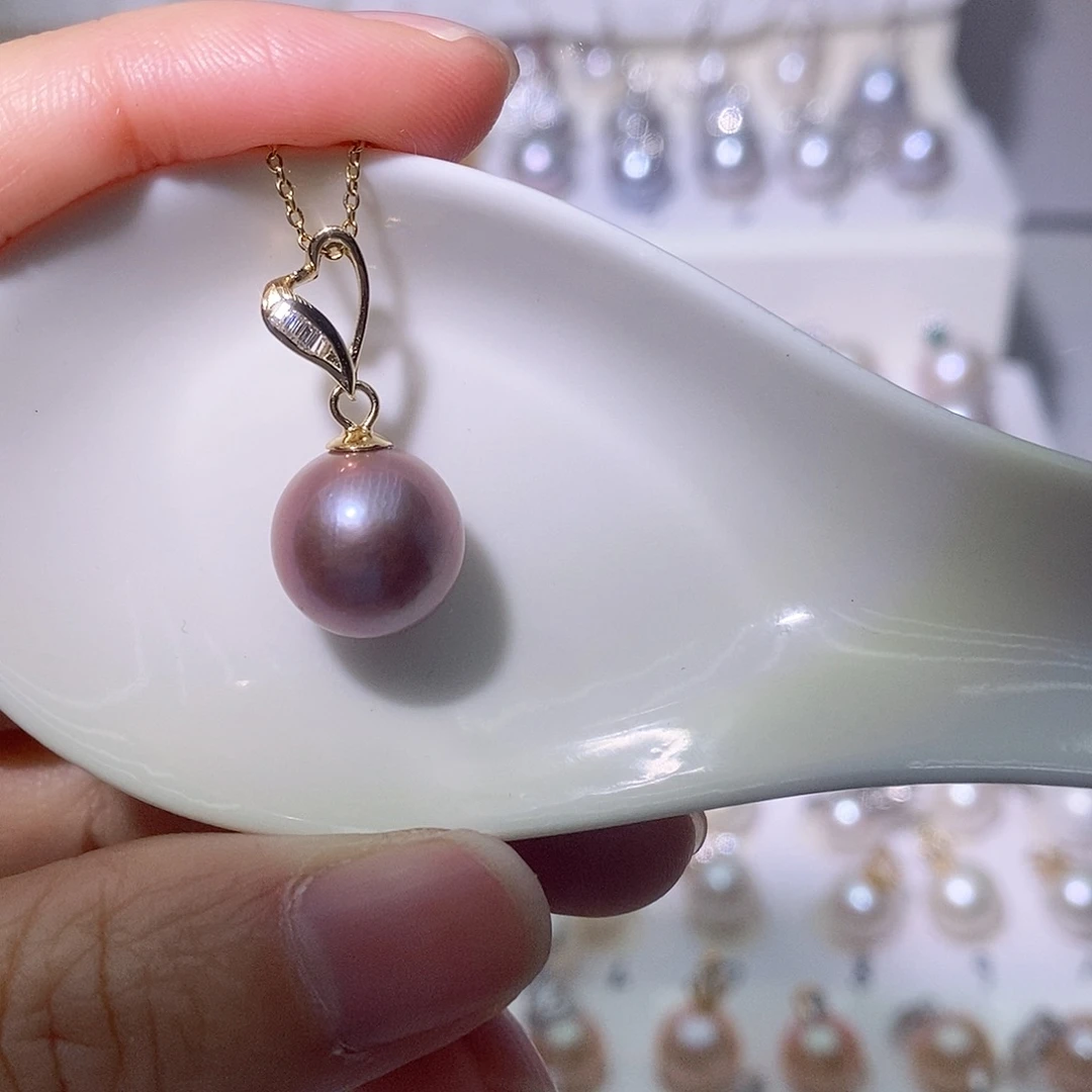 淡水珍珠吊坠(赠链)银S925镶嵌尺寸11/12毫米