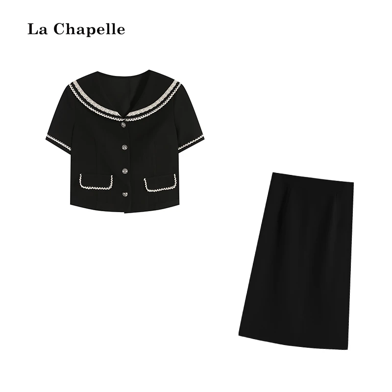 【芝加哥学院】减龄娃娃领时尚黑色套装LA5ZL109289