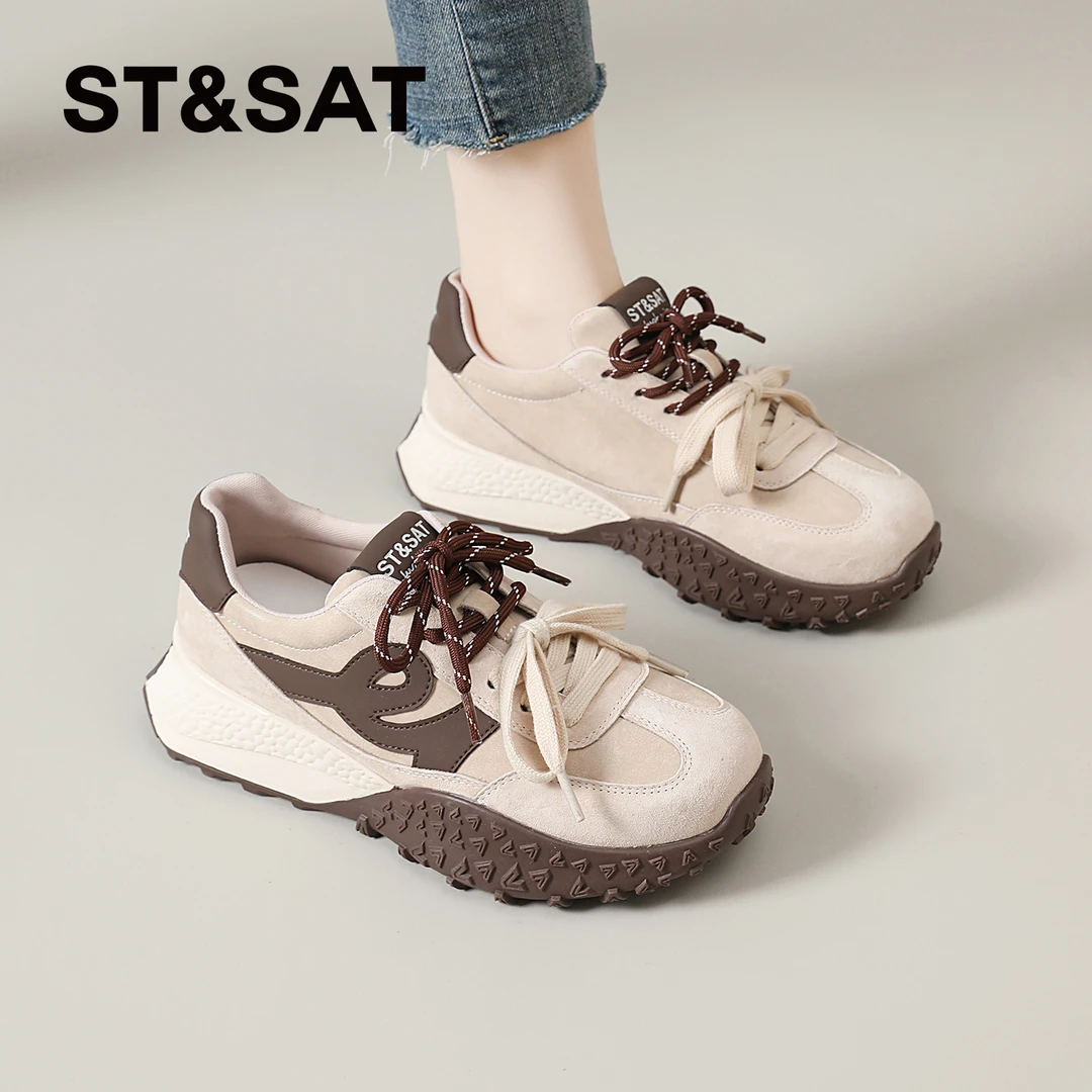 星期六德训鞋女2025秋季爆款女鞋厚底休闲运动鞋爆轻奢显脚小女鞋