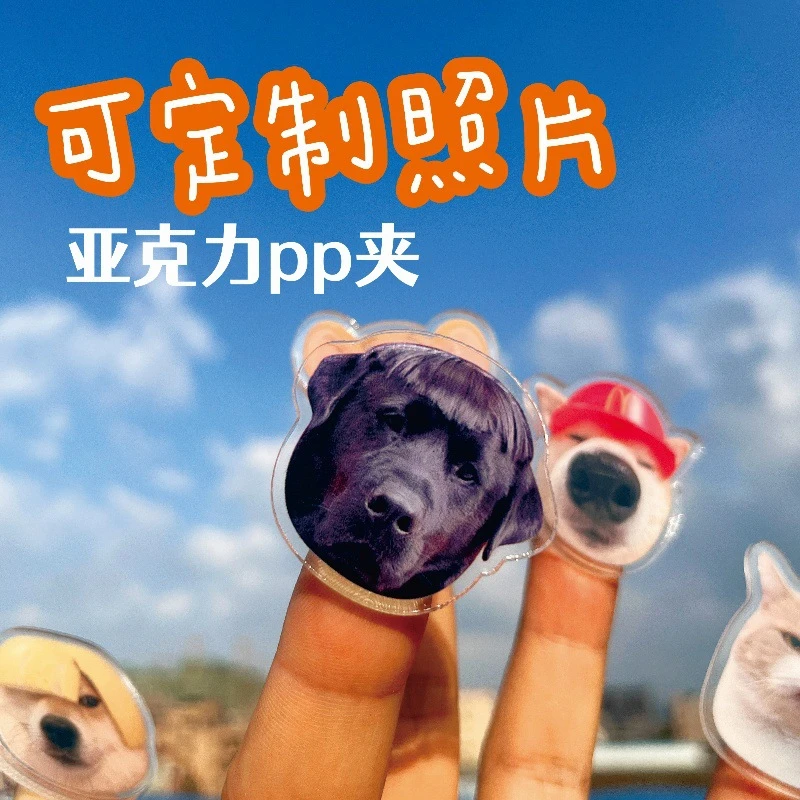 猫咪亚克力PP夹定制宠物周边零食相片夹便签夹子手帐周边定做diy
