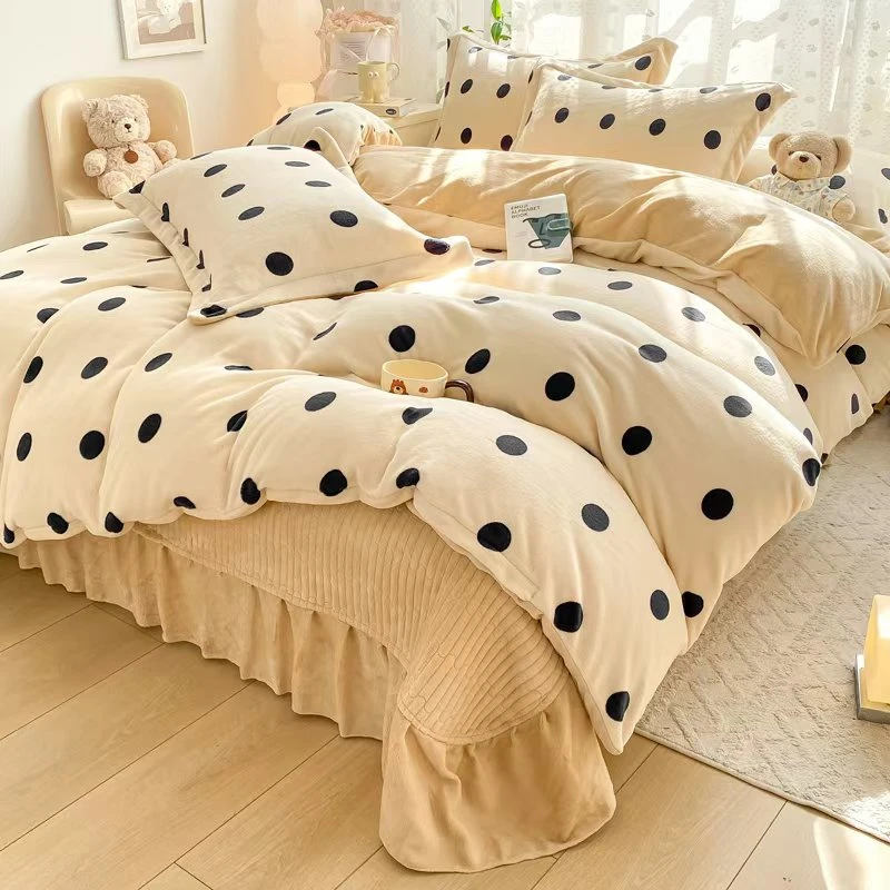 【9斤重床盖款牛奶绒四件套】保暖加厚床裙夹棉款秋冬双面加绒套件