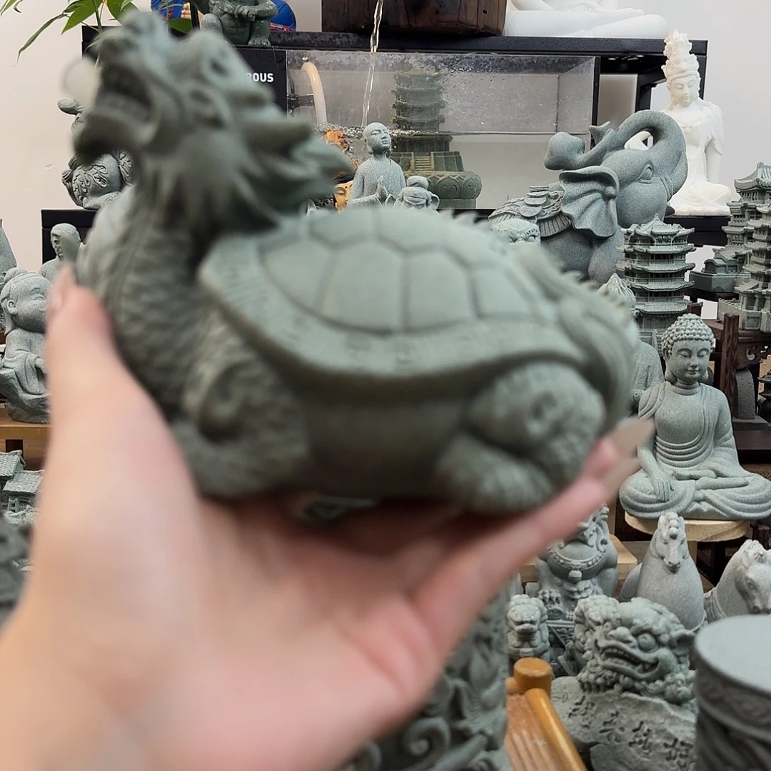 石材流水龙龟摆件