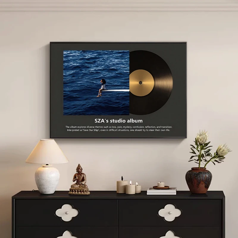 【高级唱片】铝合金框平面仿唱片装饰画客厅餐厅高级挂墙画
