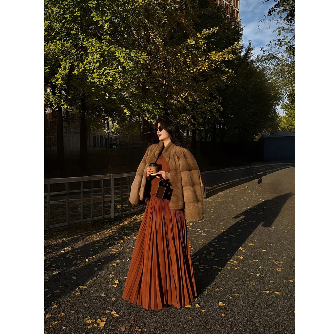 Ah·Jing 梓静 设计感小A字摆半裙直筒法式极简百褶半身裙0937