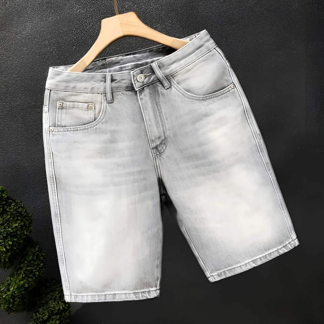郎的简约高端牛仔短裤男夏季薄款五分裤2025夏季新款水洗直筒中裤