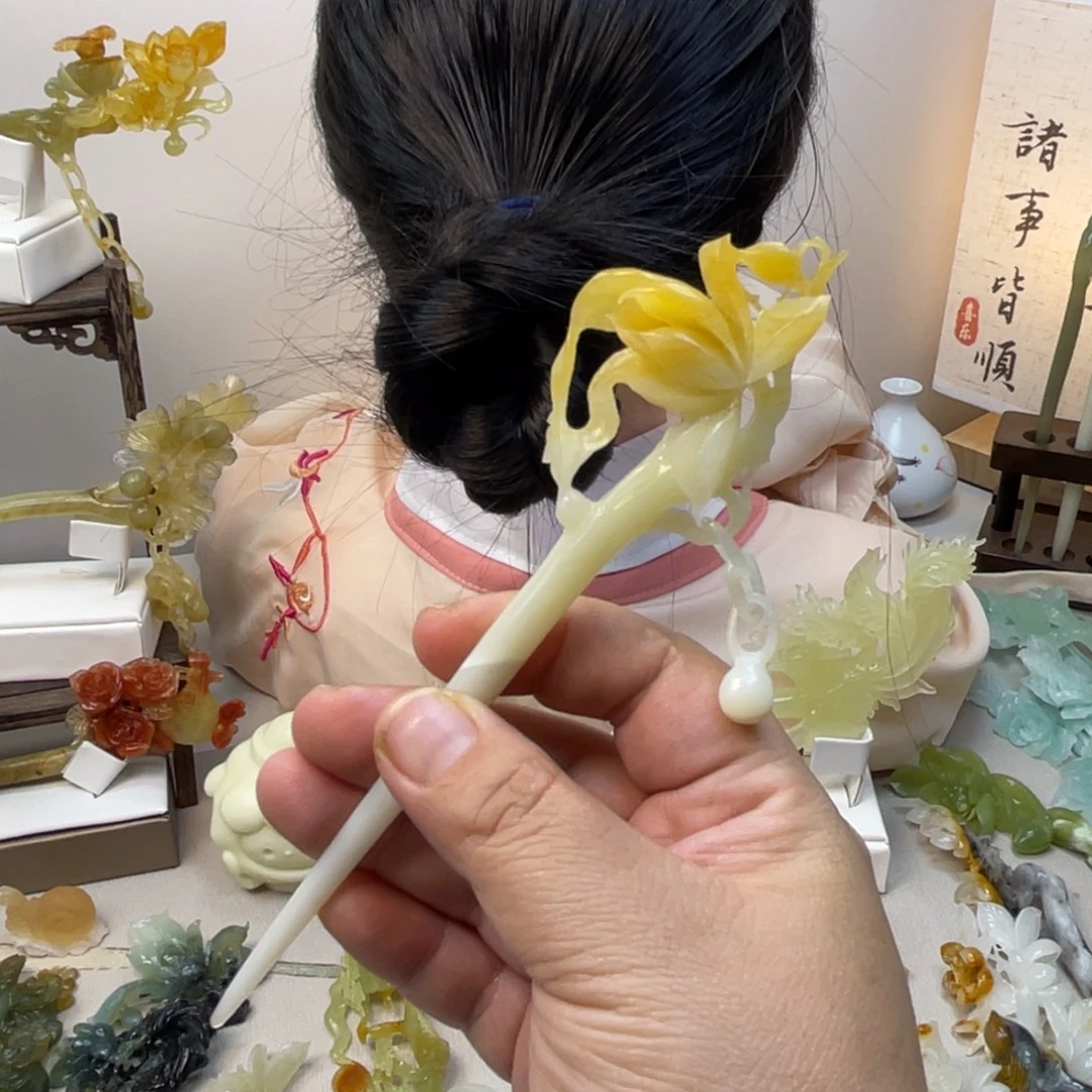 蛇纹石玉合金发饰
