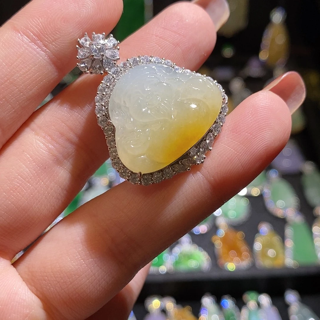 颈饰银S925镶嵌翡翠天然翡翠