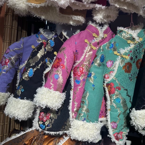 女孩冬季单排扣普通外套棉衣保暖中国风民族风网红加厚