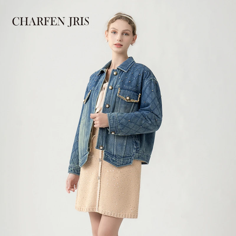 【媛媛专享】朝峰冬季复古百搭可拆卸内搭牛仔棉服FJE5D632-6051N