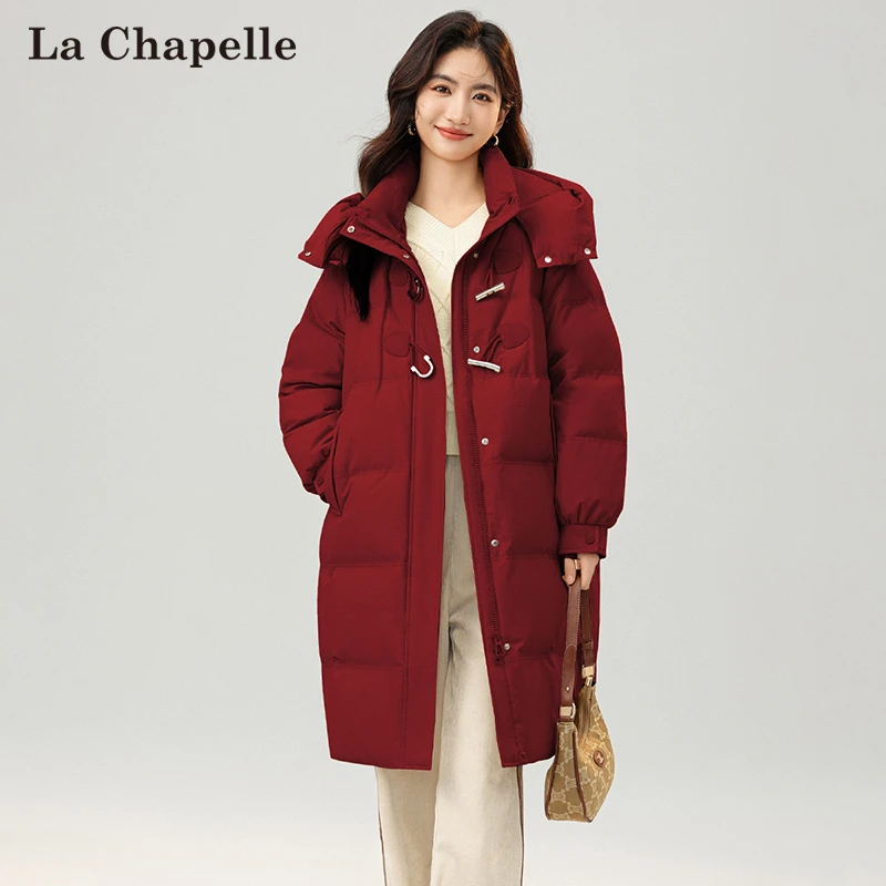拉夏贝尔女士长款羽绒服加厚外套LAC421112906