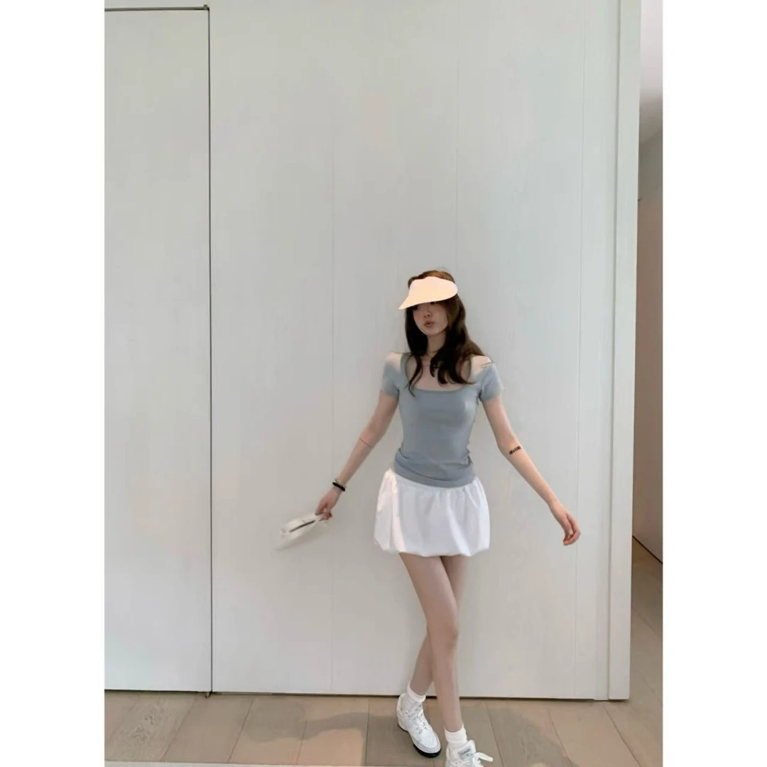 蘑糯糯白色/灰色/黑色短裙子 5016-0608-21