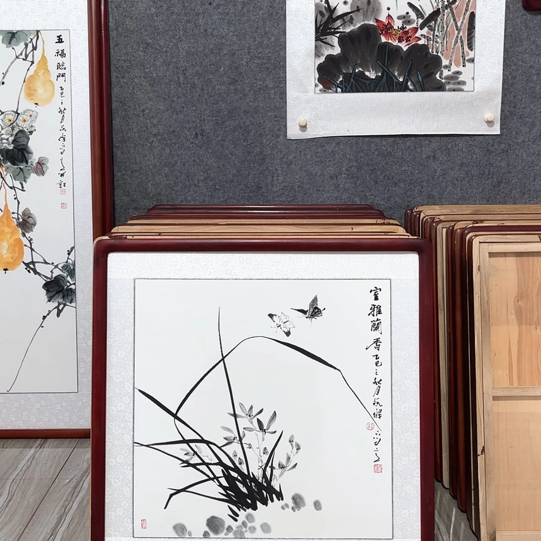 国画书画作品带框63×63