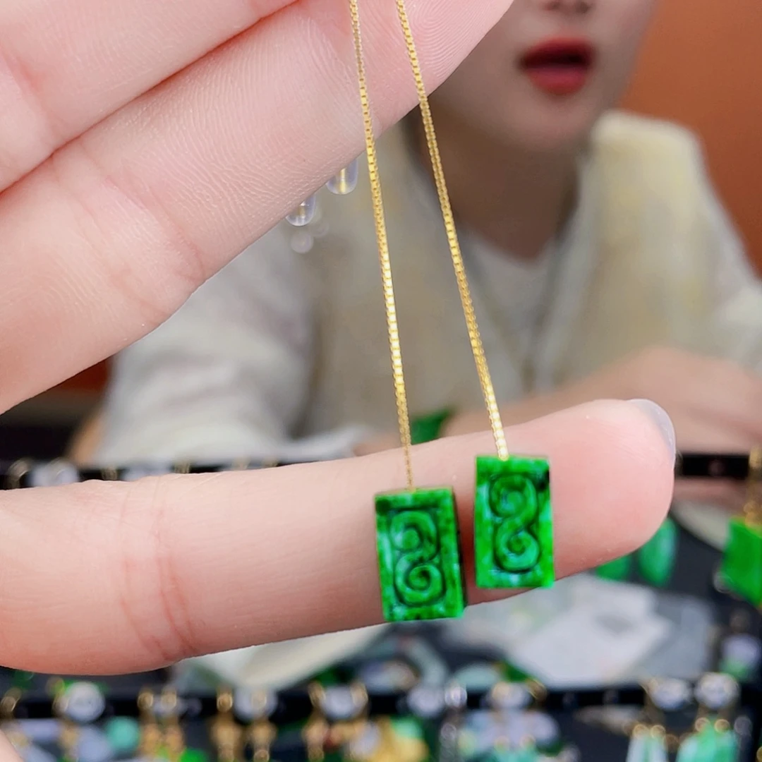 翡翠银S925镶嵌耳饰饰品