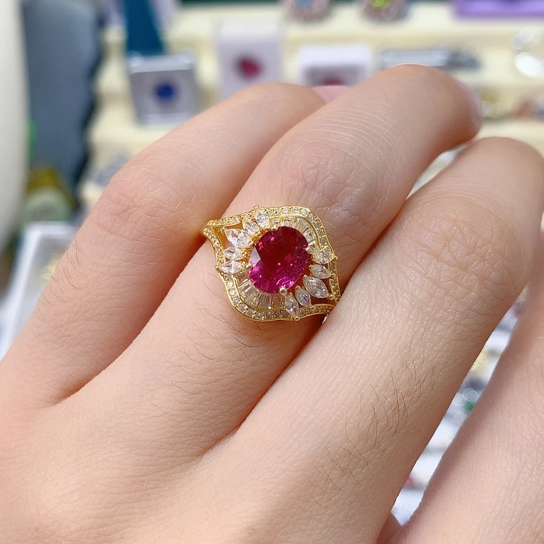 碧玺银S925镶嵌戒指戒指