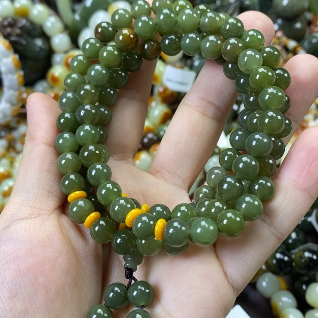未镶嵌手串透闪石质玉108粒卡8