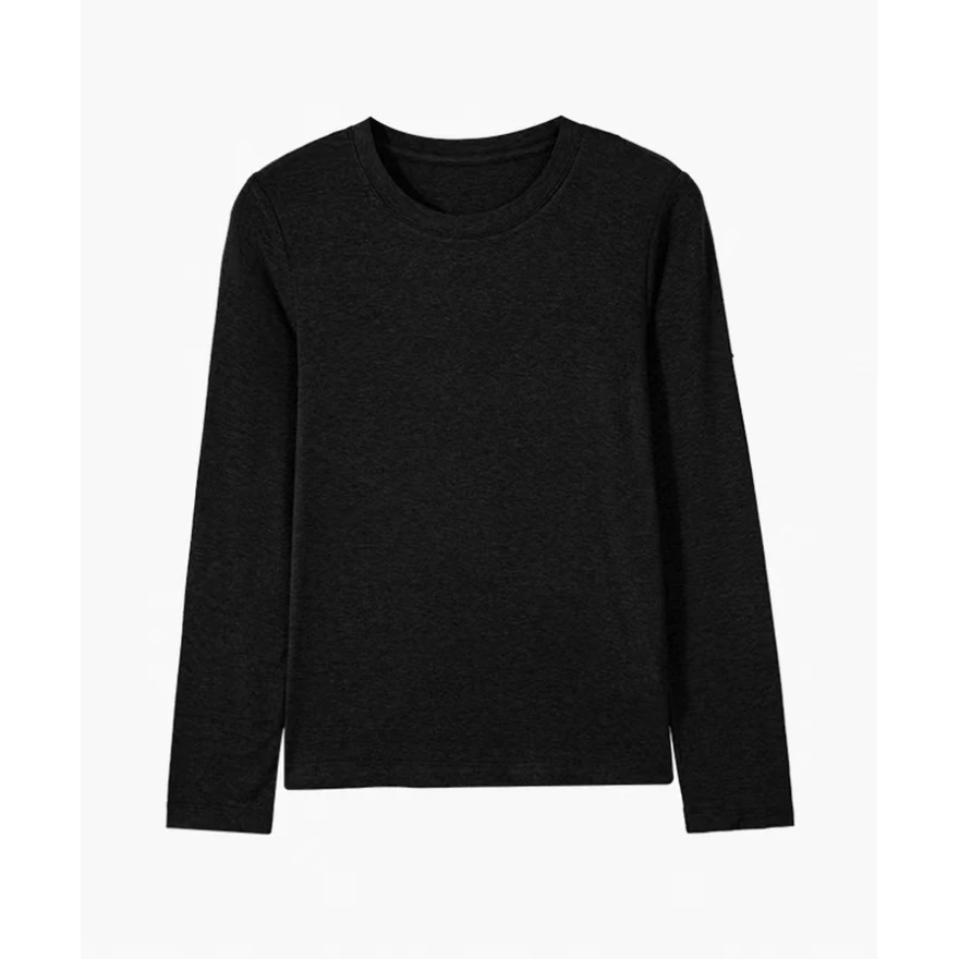 QD0828春季新款圆领珍珠粉休闲百搭内搭女装T桖