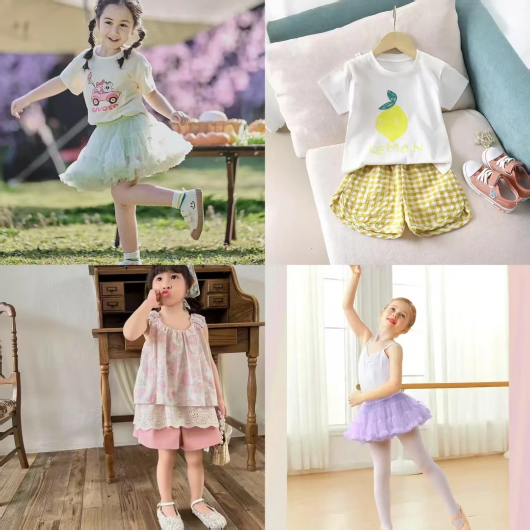 8470格子花边裤套装新款款休闲百搭童装时尚